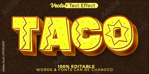 Taco Vector Text Effect Editable Alphabet Orange Mexican Meat Food Spicy Snack