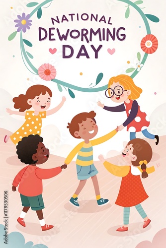 national deworming day, Poster, Banner, Story, with a smiling child 
