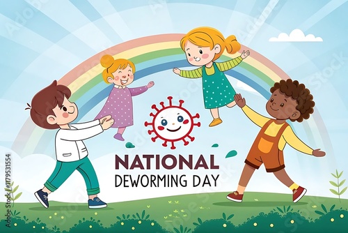 national deworming day, Poster, Banner, Story, with a smiling child 
 photo