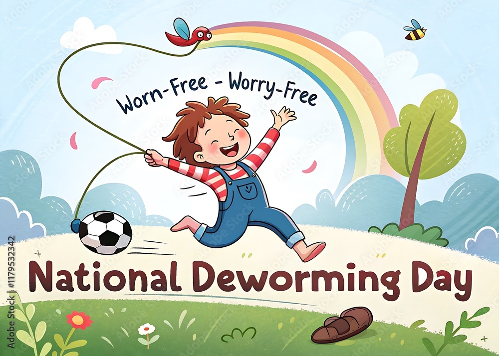 national deworming day with a smiling child. Poster. Banner, Story. national deworming day with a smiling child. Poster. Banner, Story.