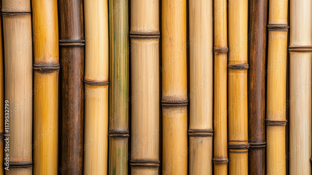 Fototapeta premium Chinese style blinds concept, Bamboo wooden texture pattern with warm tones and natural beauty