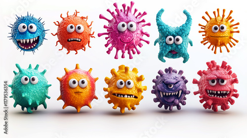 Cartoon viruses isolated on white background. photo