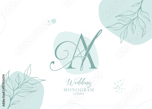 Wedding initial modern AA monogram logo