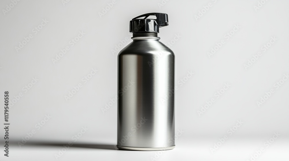 A modern spray paint can with a sleek design, positioned to highlight its nozzle and ergonomic shape, on white, A modern spray paint can with a sleek design, positioned to highlight its nozzle and ergonomic shape, on white,