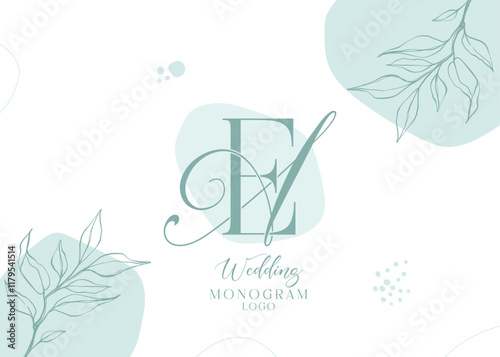 Wedding initial modern AE and EA monogram logo