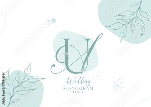 Wedding initial modern AU and UA monogram logo