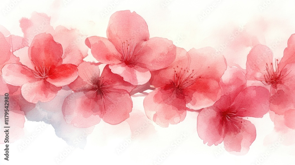 Beautiful watercolor pink cherry blossoms on white background. The concept of spring and rebirth Beautiful watercolor pink cherry blossoms on white background. The concept of spring and rebirth