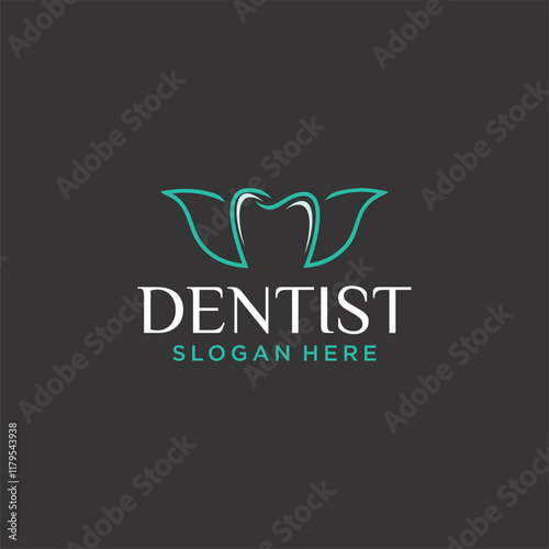 Dental technology logo design, dental clinic, dentist with flower concept