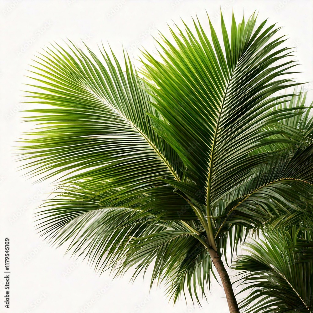 Obraz premium palm tree leaves on white background