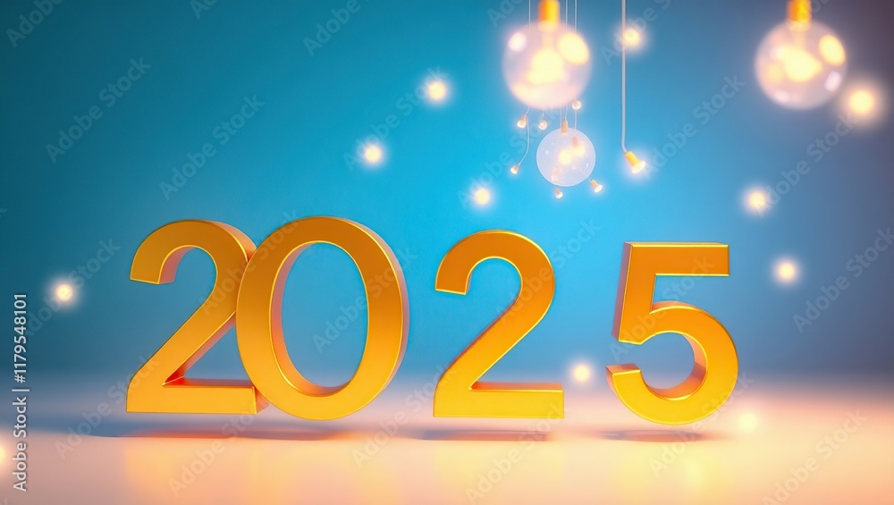 Golden Two Thousand Twenty Five New Year Lights Golden Two Thousand Twenty Five New Year Lights