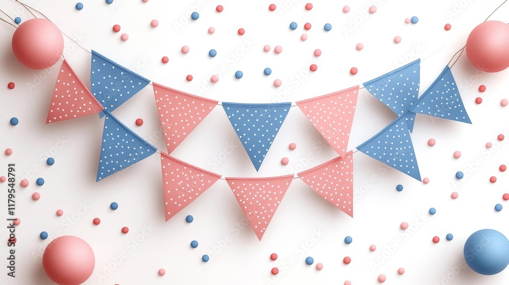 Obraz premium Decorative Party Bunting with Polka Dots. Generative AI