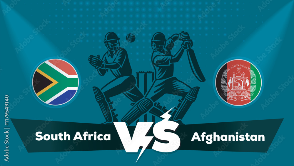 Fototapeta premium South Africa VS Afghanistan , Afghanistan Vs South Africa cricket match , Cricket match concept with creative illustration.eps
