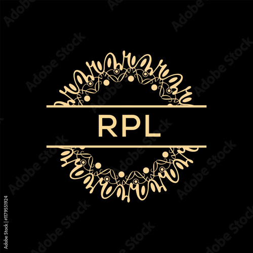 RPL  Letter Logo Design with black background. photo