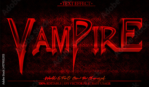 Vampire Vector Text Effect Editable Alphabet Red Horror Halloween Monster