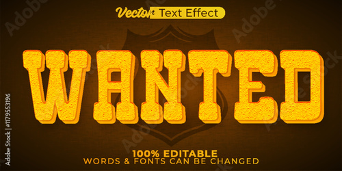 Wanted Vector Text Effect Editable Alphabet Vintage Western Cowboy