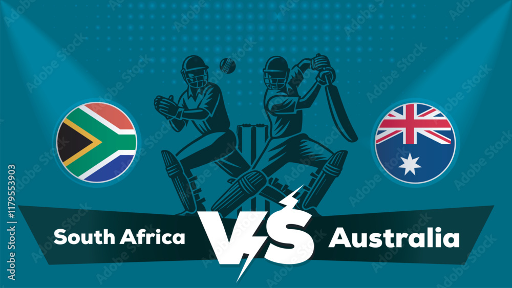 Fototapeta premium South Africa VS Australia Match , Australia Vs South Africa cricket match , Cricket match concept with creative illustration.eps