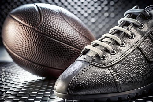 Abstract Gray Football Macro Photography: Player, Ball & Trophy Details photo