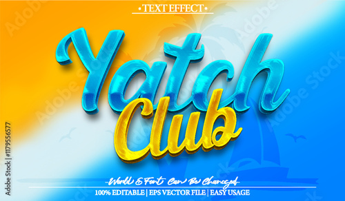 Yatch Club Vector Text Effect Editable Alphabet Sailing Sea Dock Crew Ocean