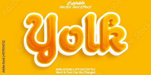 Yolk Vector Text Effect Editable Alphabet Cartoon Yellow Egg Omega Food