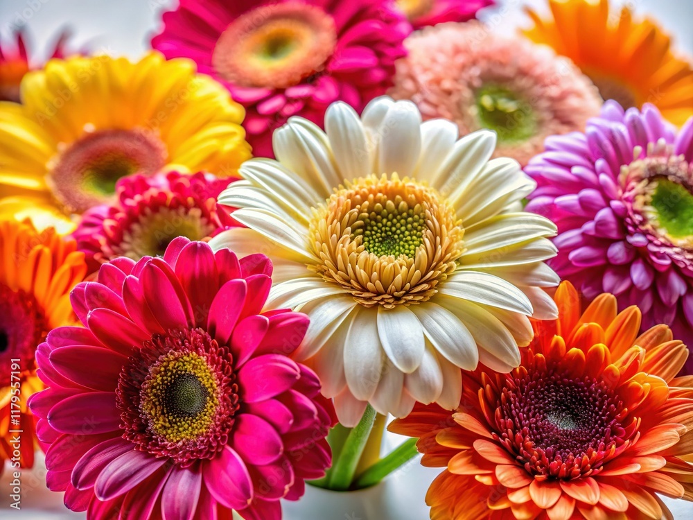 Fototapeta premium Elegant Still Life: Delicate Flowers Arranged on Pristine White Surface