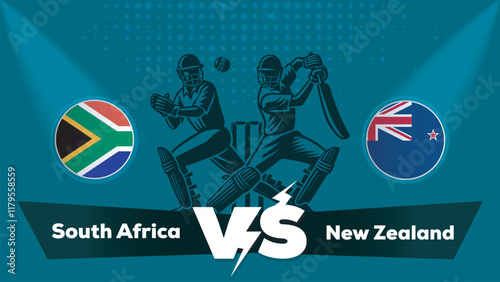 South Africa VS New Zealand Match , New Zealand Vs South Africa cricket match , Cricket match concept with creative illustration.eps