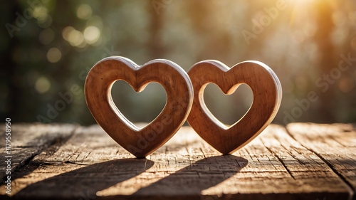 A heart-shaped cookie on a wooden background with sweet decorations for Valentine's Day or Christmas celebration