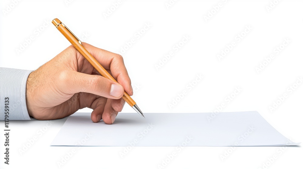 Hand Holding Pen Over Blank Paper for Writing or Sketching Hand Holding Pen Over Blank Paper for Writing or Sketching