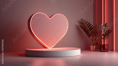 A creative illustration showing a heart placed in a vase, a box, and a chair with a romantic theme using red color and love symbols for Valentine's Day and celebrations