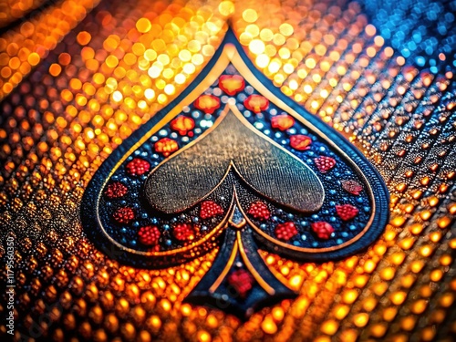 Extreme Close-Up of a Playing Card, Flush of Spades, Macro Photography photo