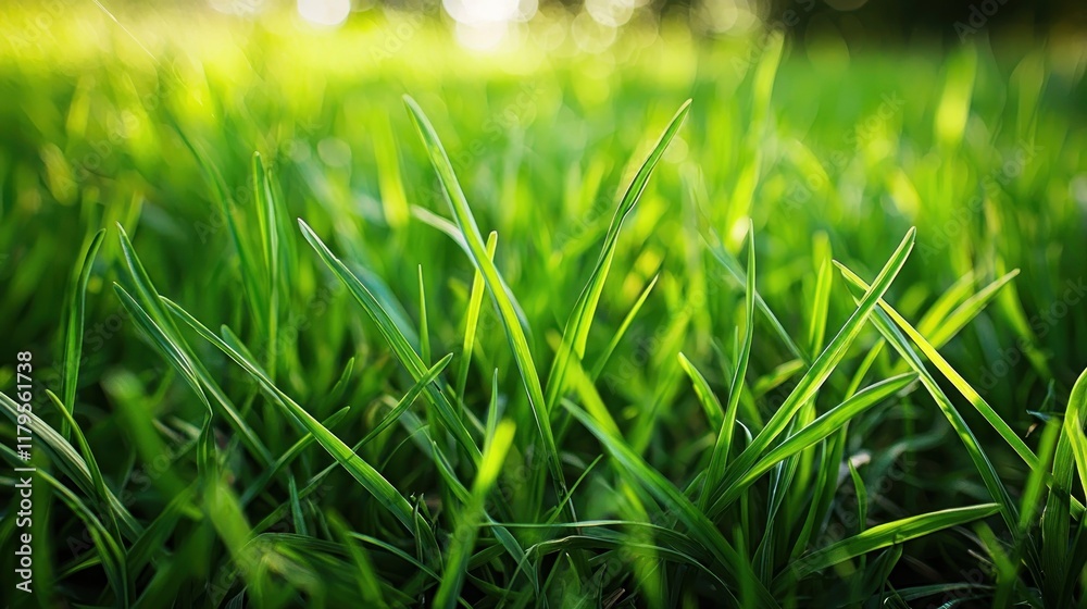 Obraz premium Vibrant Green Grass Blades in Sunlight