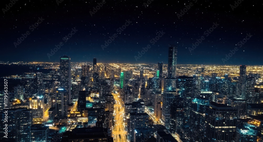 Fototapeta premium Bustling Urban Nightscape.