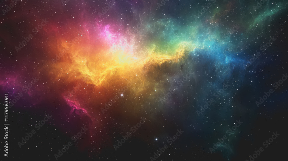 Naklejka premium Vibrant and Colorful Galaxy Wallpapers with Stunning Nebulae and Stars Creating a Cosmic Scene Full of Depth and Wonder Ideal for Backgrounds and Digital Art Enthusiasts