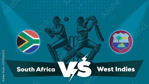 South Africa VS West Indies Match , West Indies Vs South Africa cricket match , Cricket match concept with creative illustration.eps