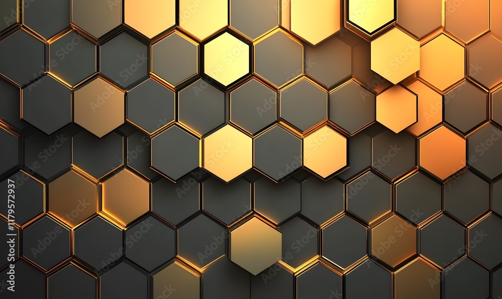 Abstract hexagon pattern background with gold and gray hexagons. Abstract hexagon pattern background with gold and gray hexagons.