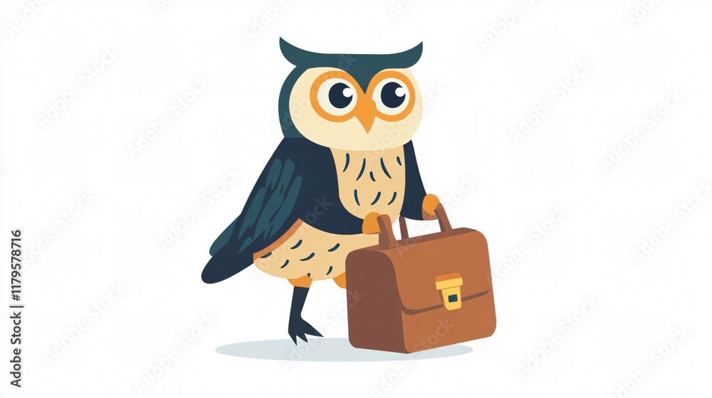 Obraz premium Wise Owl with Briefcase: A Symbol of Business Acumen