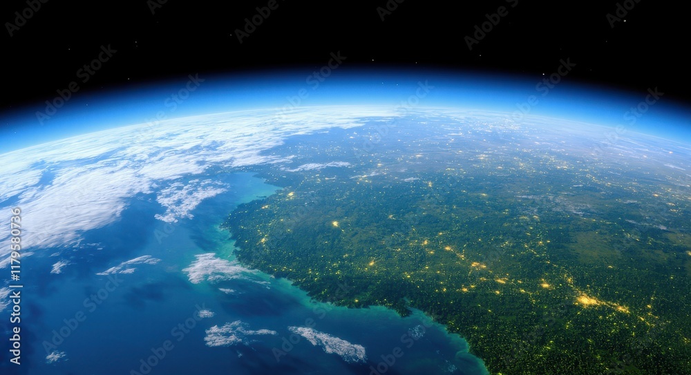 Fototapeta premium Earth from Above: A Majestic Satellite View of Our Planet.