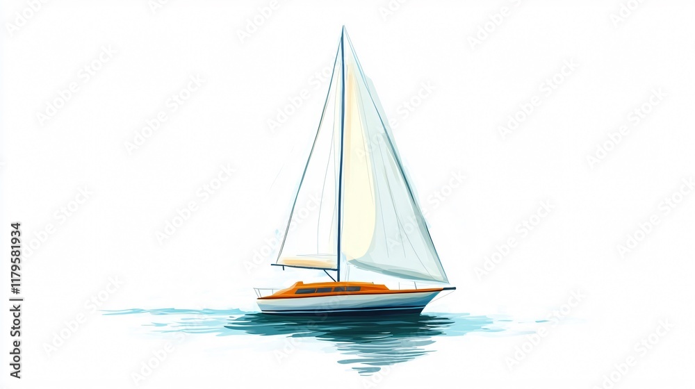 Fototapeta premium Serene Sailboat on Calm Waters: A Nautical Masterpiece