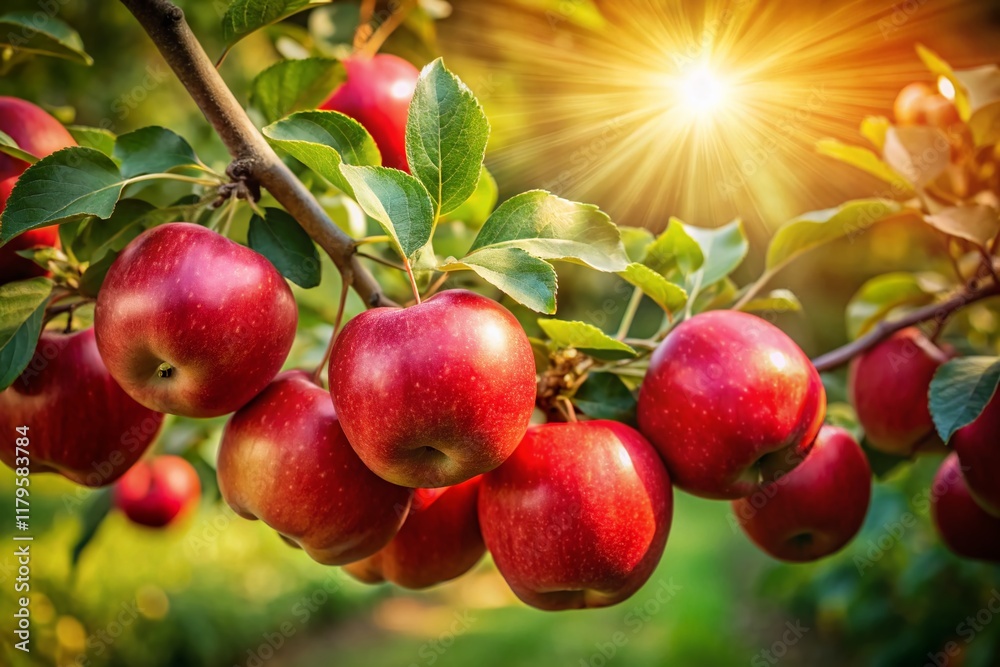 Fresh Red Apples on Branch - Juicy Autumn Fruit Harvest Fresh Red Apples on Branch - Juicy Autumn Fruit Harvest