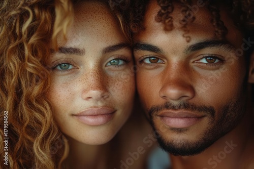 intimate portrait of young couple embracing in soft natural light authentic candid moment capturing pure love and connection against dark background