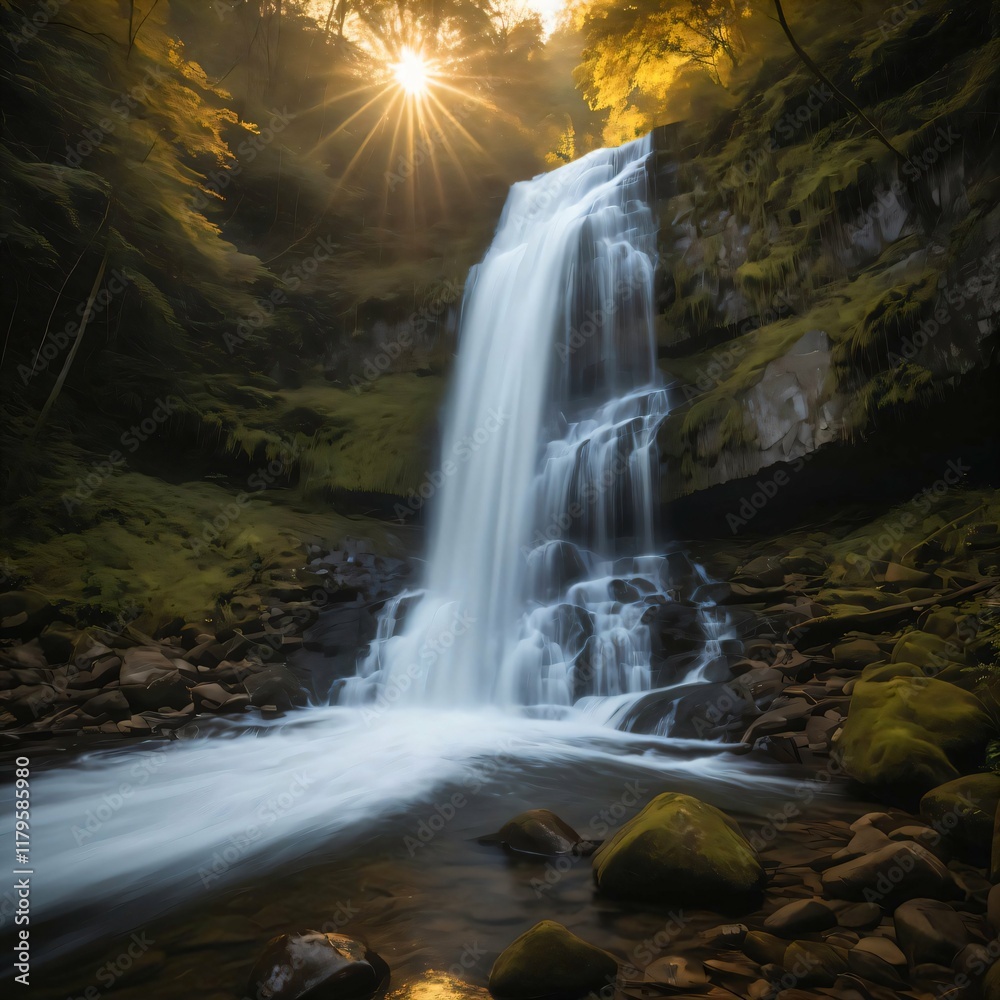 Obraz premium Waterfall in Sunlight