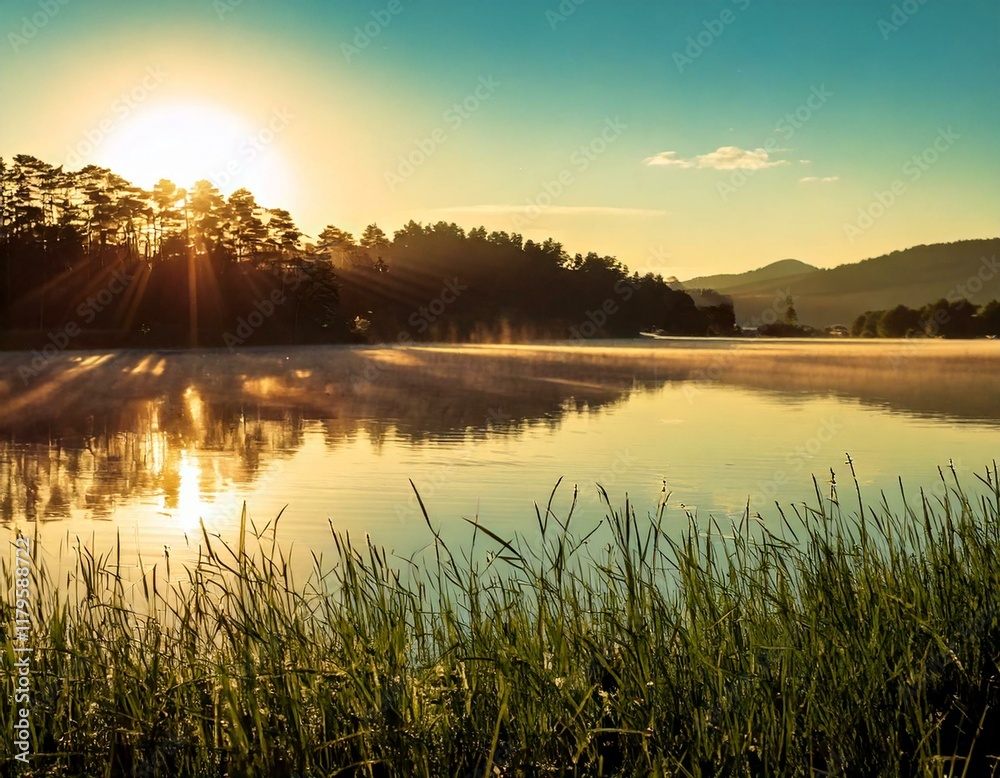 lake at sunset