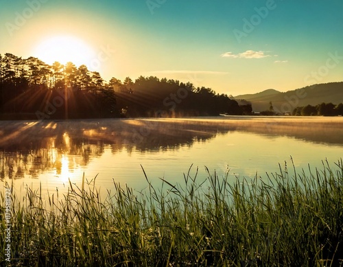Obraz na płótnie lake at sunset w salonie