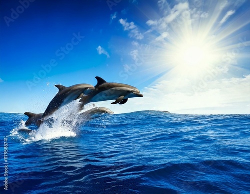 Obraz na płótnie dolphins swim w salonie