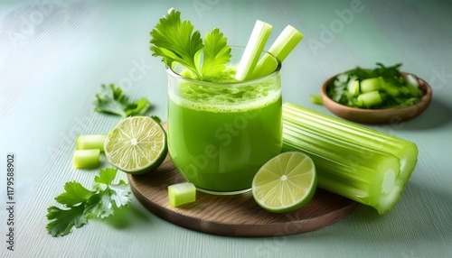 Refreshing Celery Juice Drink with Lime Healthy Detox