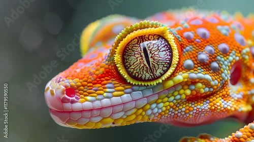 Obraz An upclose view of a vibrant gecko