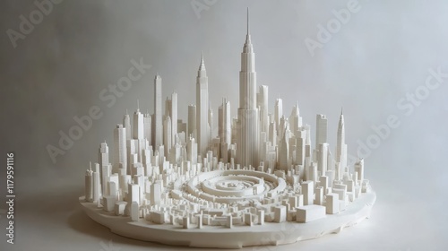 White Cityscape Model of Urban Architecture Design