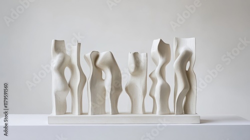 Elegant White Abstract Sculpture Displaying Human Forms