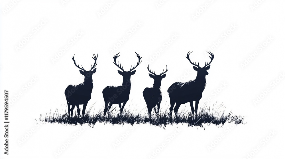 Naklejka premium Majestic Deer Silhouette: A Serene Wildlife Scene