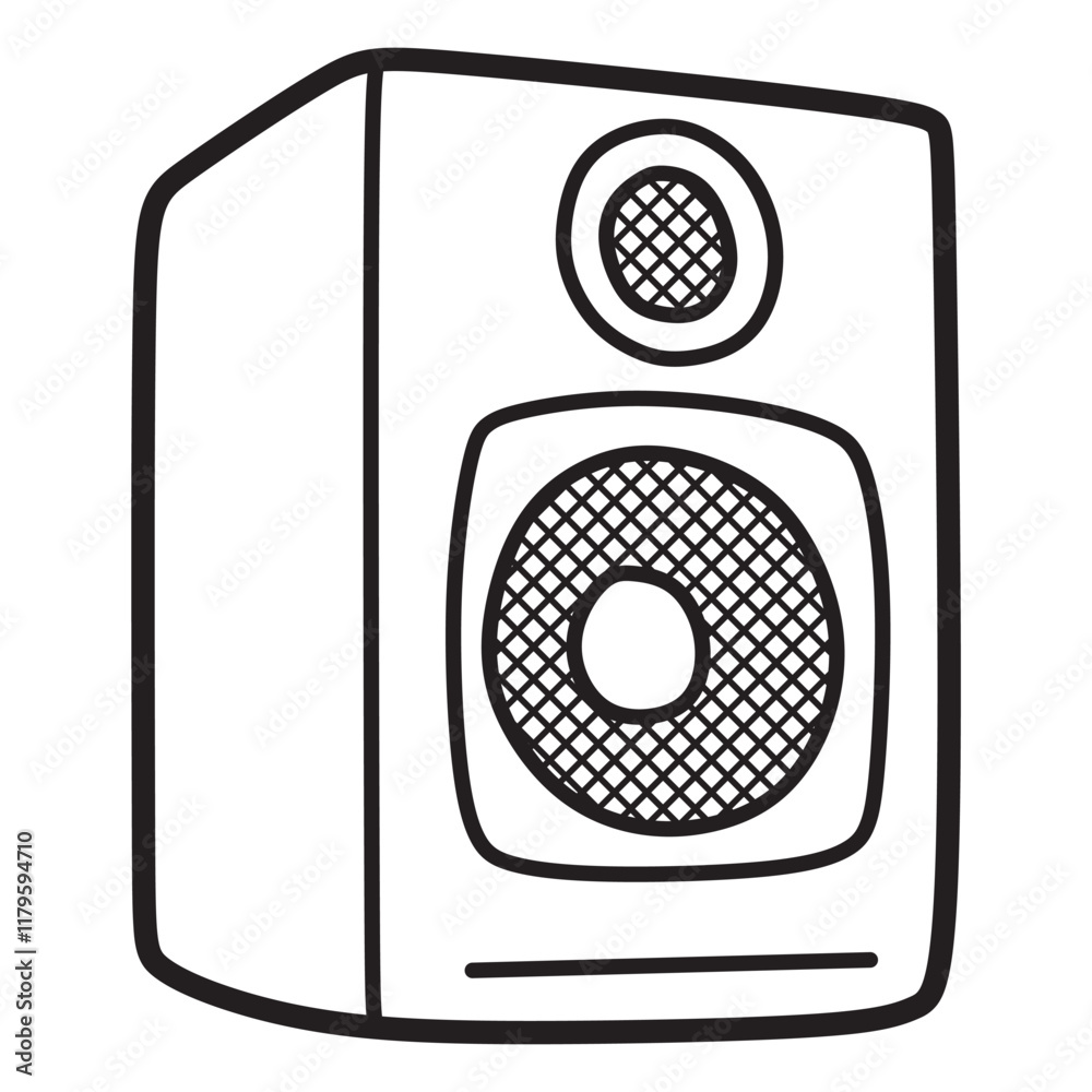 black and white art, box speaker vector image, one sound output black and white art, box speaker vector image, one sound output