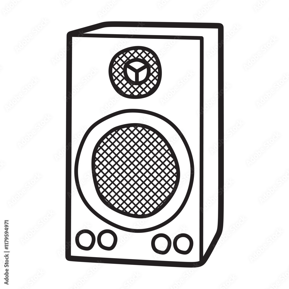black and white art, box speaker vector image, with volume control knob black and white art, box speaker vector image, with volume control knob